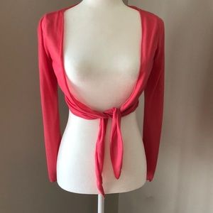 Pink shrug Tie front longsleeved